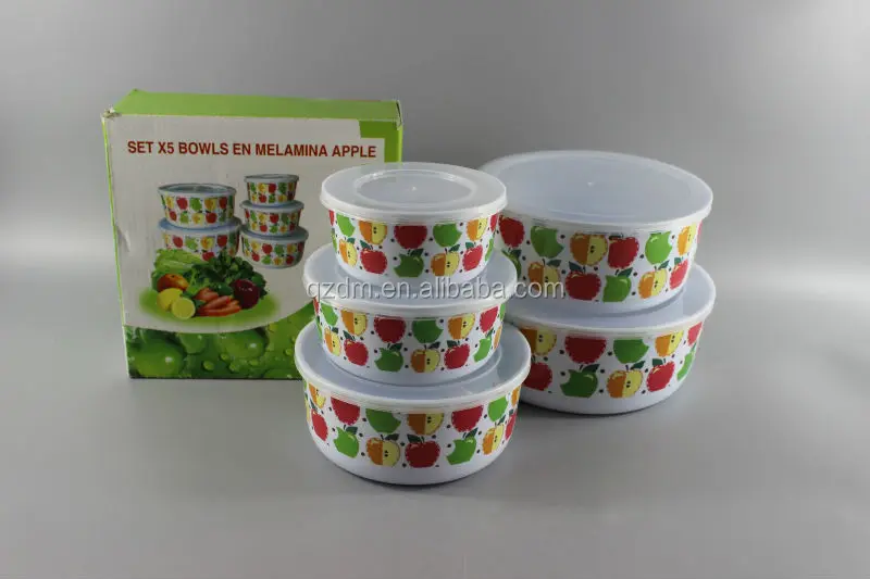 Cheap 5PC Melamine Round Bowl Set With Lid