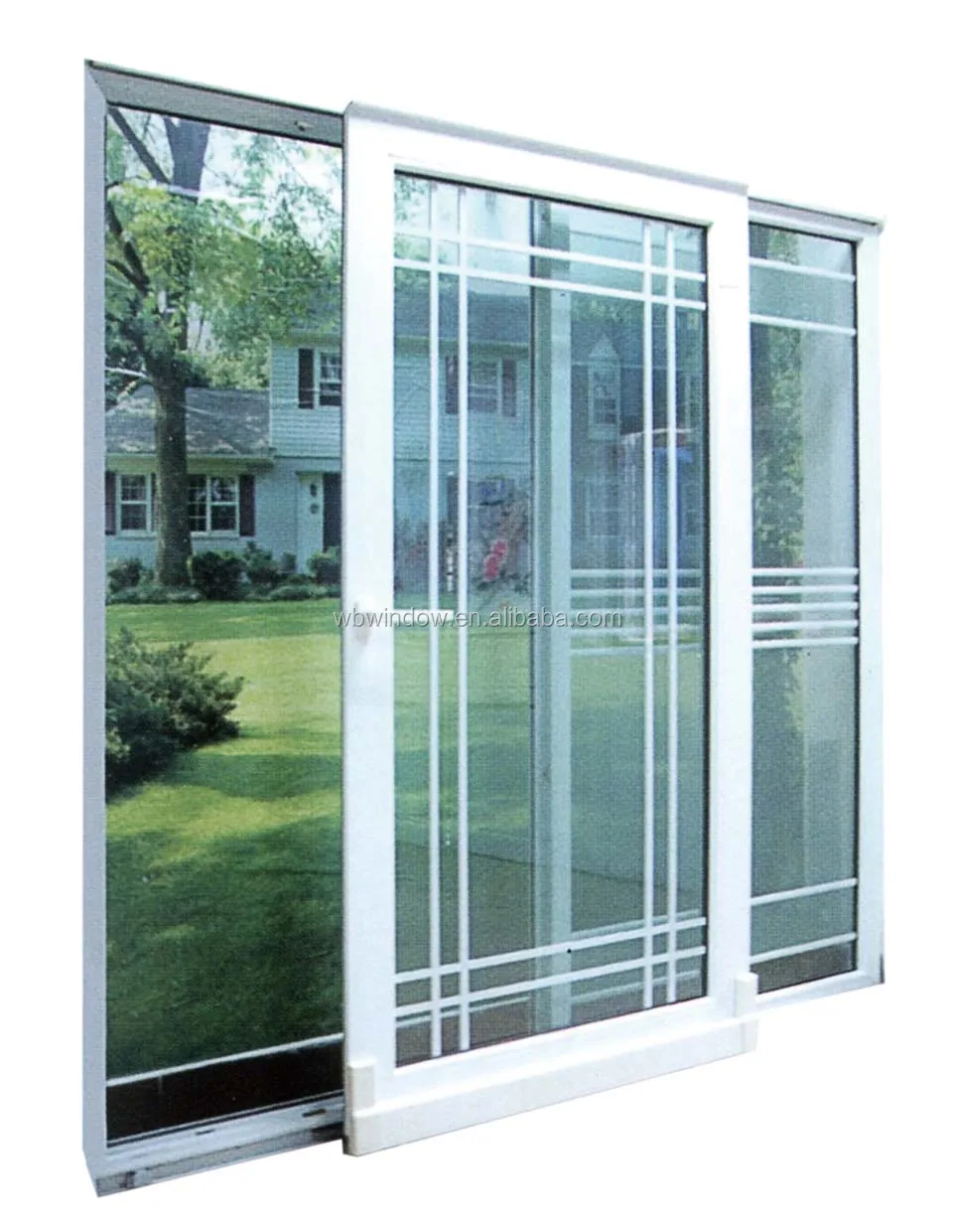 Energy Star Double Triple Insulating Glass Pvc Upvc Sliding Doors With Grills Interior Entry