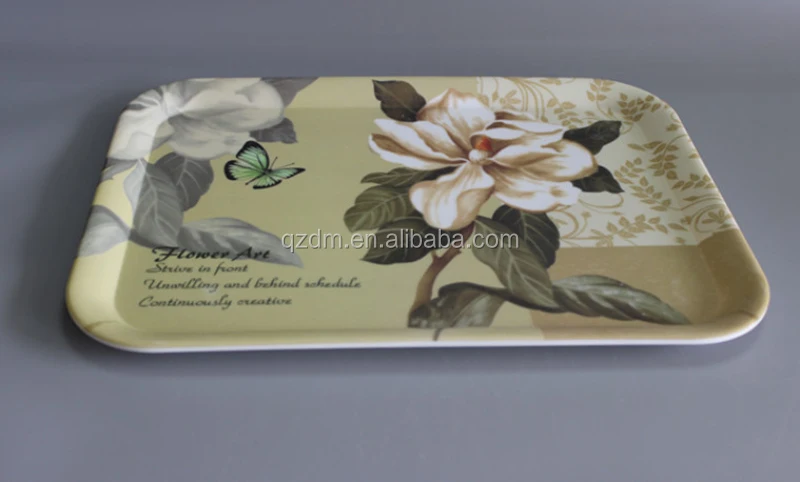 3pcs melamine tray set dull polish rectangle tray flower printing