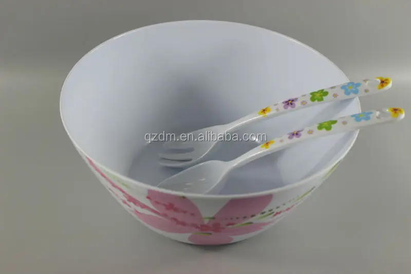 7Pcs Melamine Salad Bowl and Salad Spoon Set