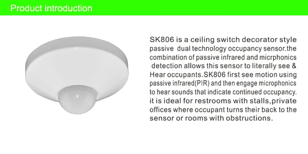 Sk806 Ceiling Mounted Infrared Pir Led Motion Sensor Long Distance