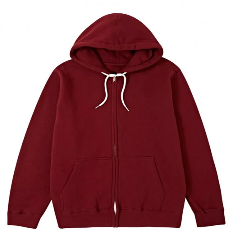 Dark Red Blank 100% Polyester Zip Up Wholesale Hoodies - Buy 100%
