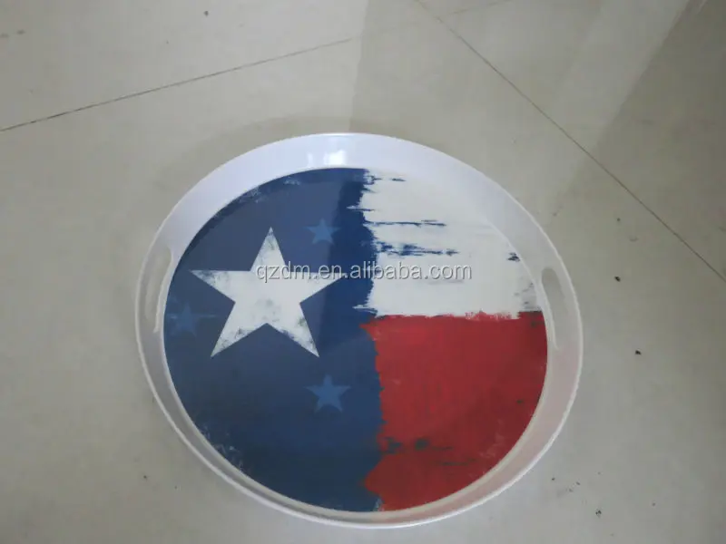 15 inch Melamine Round tray Food tray National flag Print