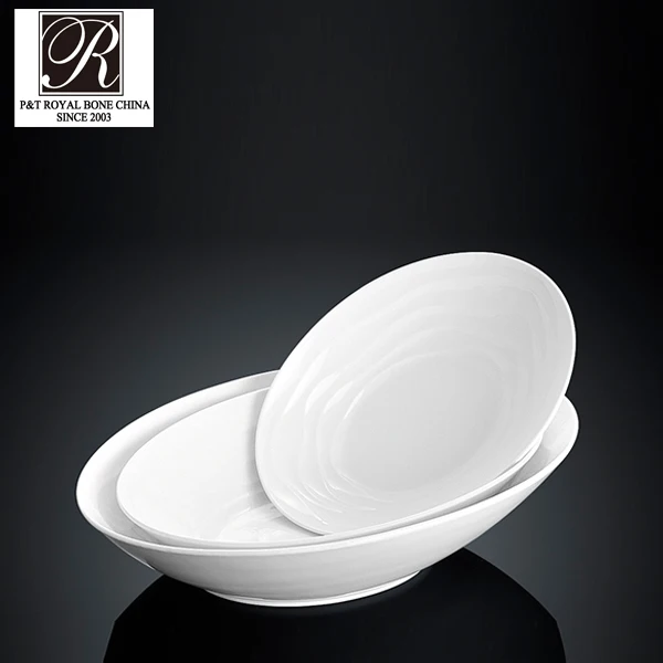 hotel ocean line fashion elegance white porcelain oval soup bowl