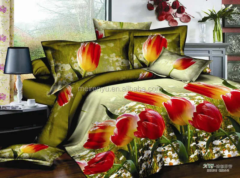 2015 New Flower Design For Tulip 3d Bed Sheets Set Wedding 3d Duvet