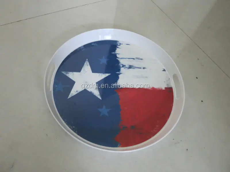 15 inch Melamine Round tray Food tray National flag Print
