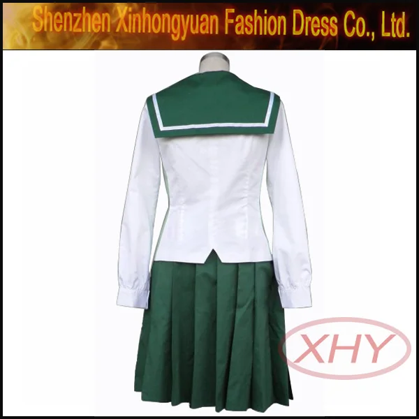 green and white school uniform