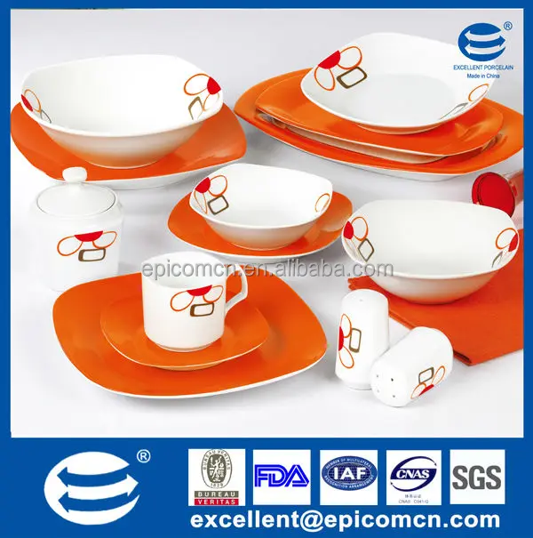 Color Box Packing Super White Porcelain Square Turkish Tableware Full