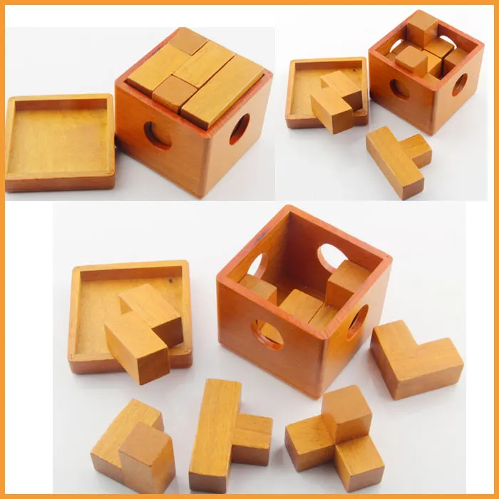 High Quality Wooden Toy Chinese Classic Kids Toys Educational Lock Puzzle Creativity Developing Blocks Set With Box Brain