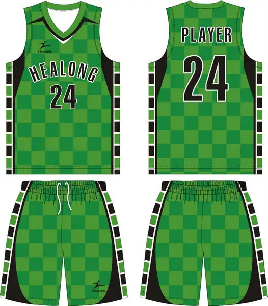 Green 100 Polyester Basketball Uniform Best Basketball Uniform Cheap Cheap Team Basketball