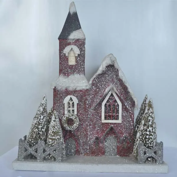 2014 Best Selling Victorian Christmas Paper Houses Ornament With Church