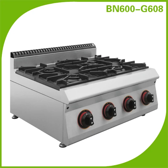 Bn600 G608 Table Top Stainless Steel Body 4 Burners Gas Cooking