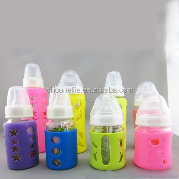 Custom Design Heat Proof Silicone Baby Feeding Bottle Sleeve Cover For