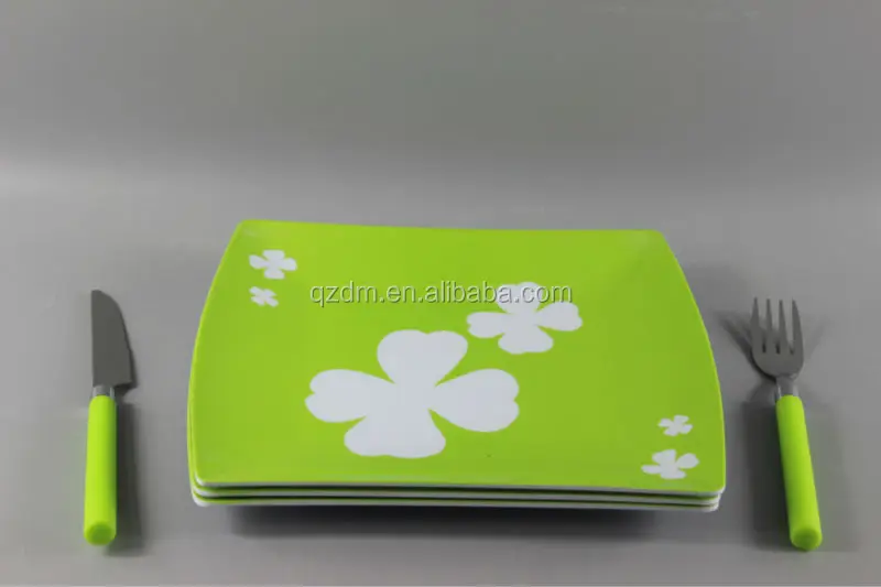 Nice Melamine Dessert Plate And Cutlery Set For Europe