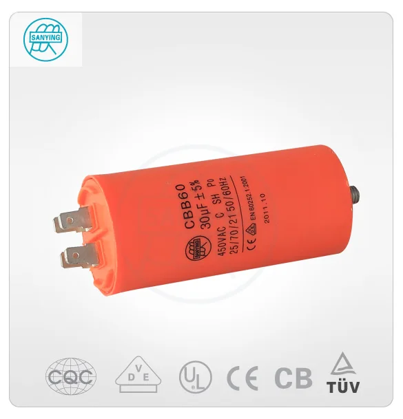 cbb60 2 pins orrange color capacitor with screw