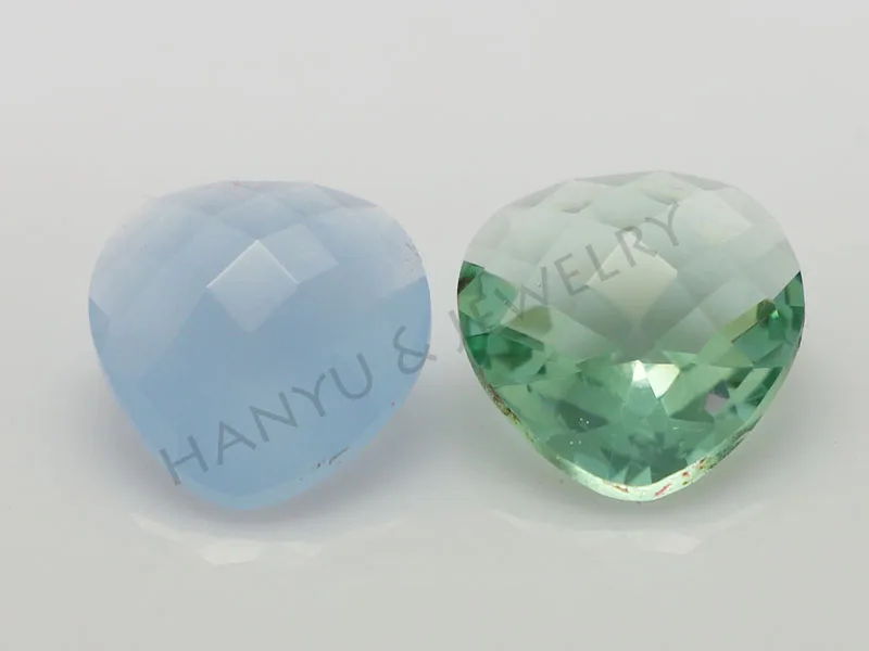 Colored Glass Stones Red Heart Shaped Glass Stones Checker Cut Crystal