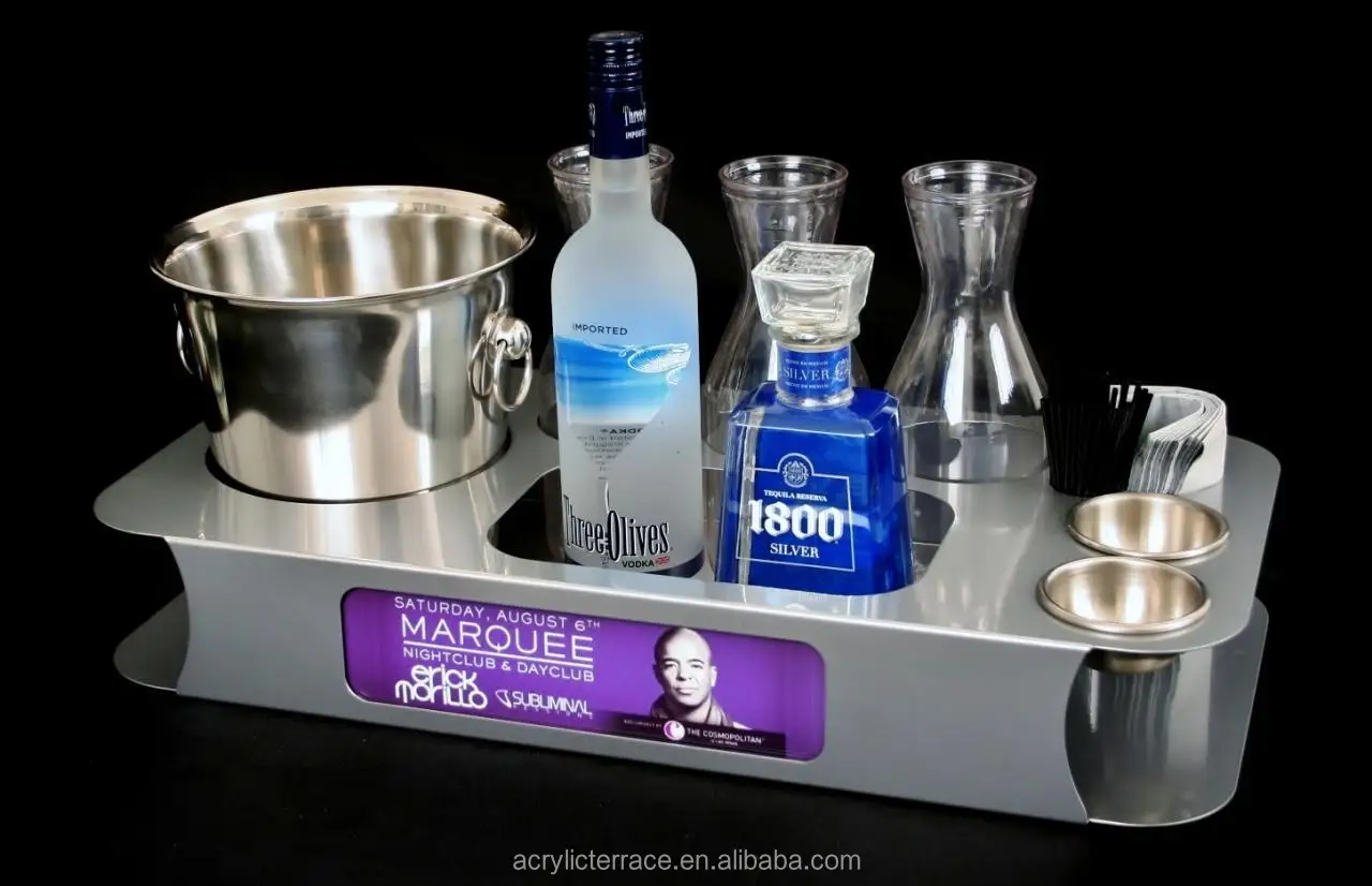 Ha14030104057acrylic Bottle Service Trayacrylic Bar Serving Tray