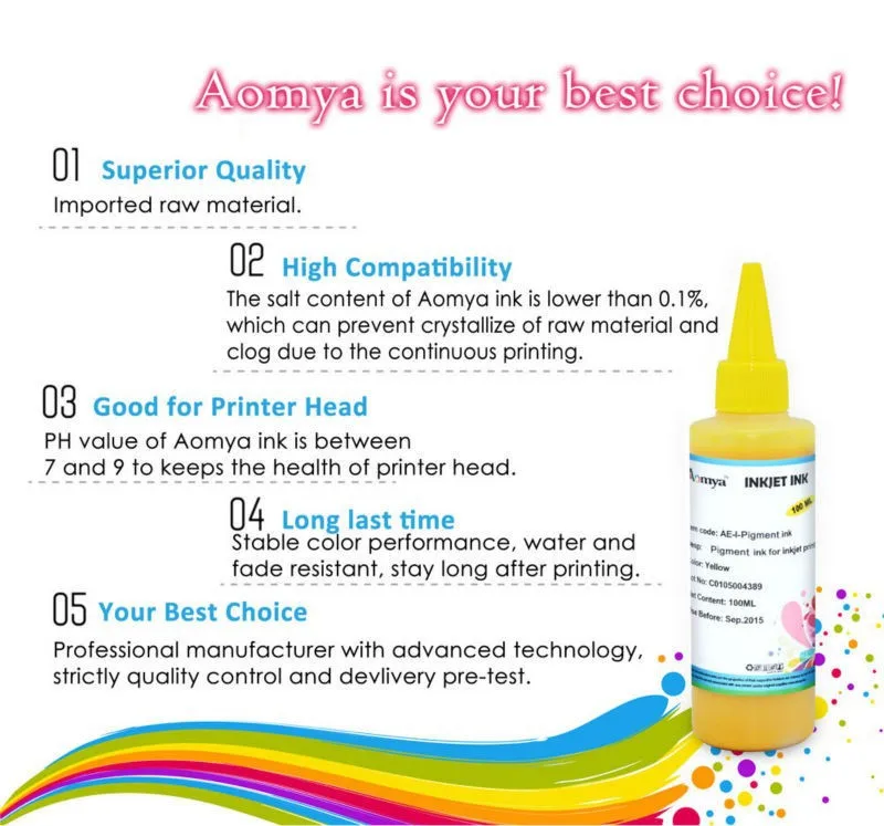 Aomya Water Based Pigment Ink For Epson Desktop/ Wide Format Printers