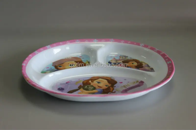3 Section Melamine Lunch Plate For Kids