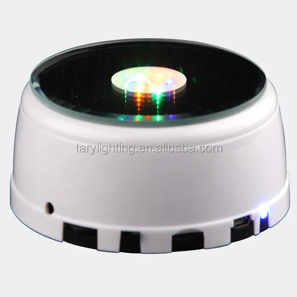 con AC Adaptador WingFly Base de luz LED para Cristal de Cristal 7 Colores Soporte de exhibición de Cristal Giratorio Soporte Giratorio de luz Colorida 