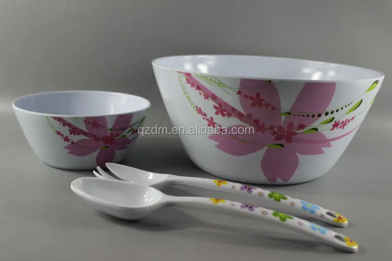 7Pcs Melamine Salad Bowl and Salad Spoon Set