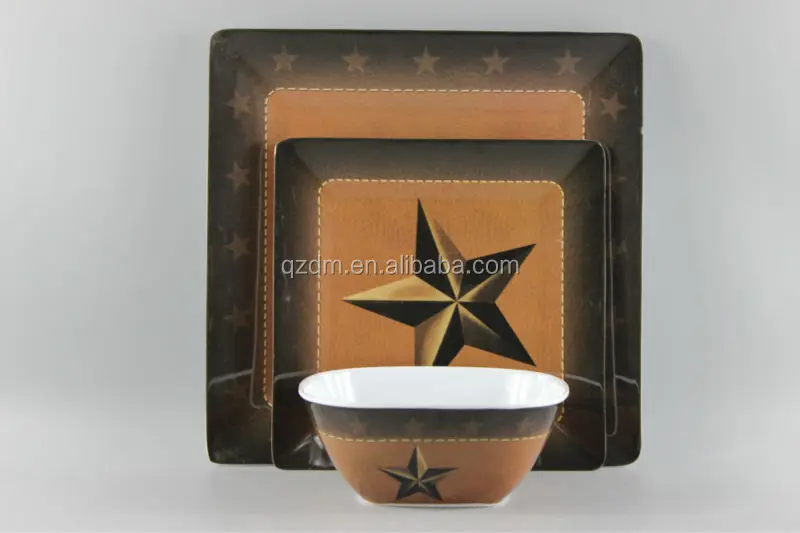 Square Shape Melamine Plate And Bowl Set/Square Dinner Set