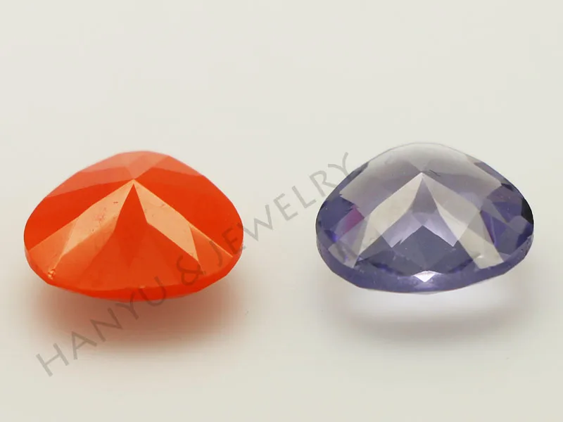 Colored Glass Stones Red Heart Shaped Glass Stones Checker Cut Crystal