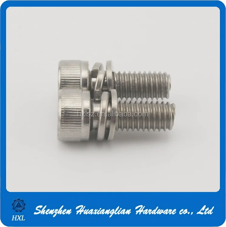Stainless Steel M6*16 Hex Socket Head Cap Sem Screws With Flat Washer