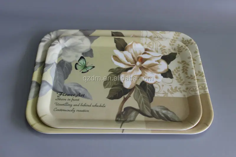 3pcs melamine tray set dull polish rectangle tray flower printing
