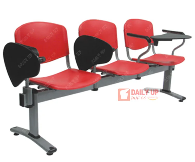 Contemporary 3-Beam Seating Student Link Chair With Writing Pad Lecture Hall Chairs Sturdy Construction