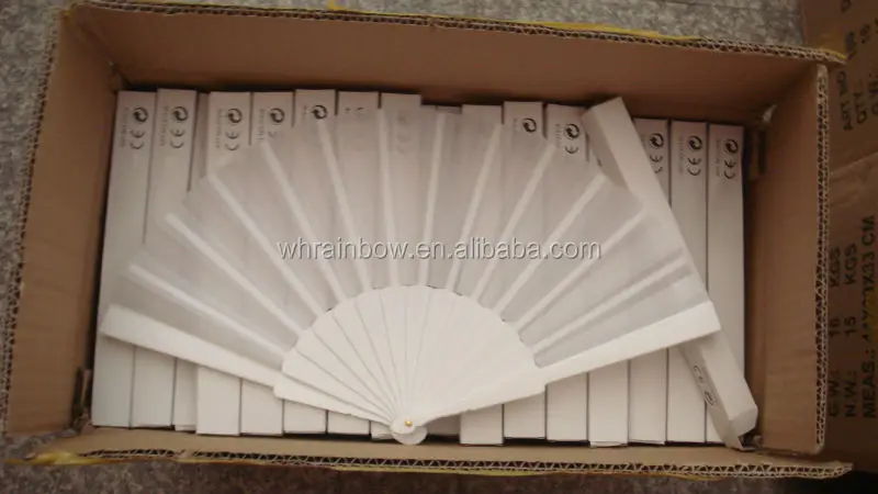 cotton fabric fan with plastic handle