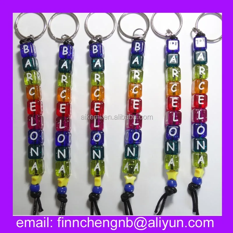 Plastic Alphabet Beads Dice Name Keychain,Vertical Hole Plastic