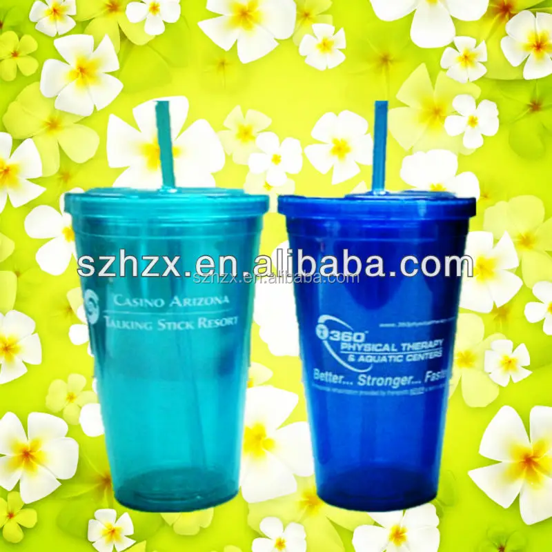 Bestseller Wholesale Double Wall 16oz Plastic Drinking Glass With Lid
