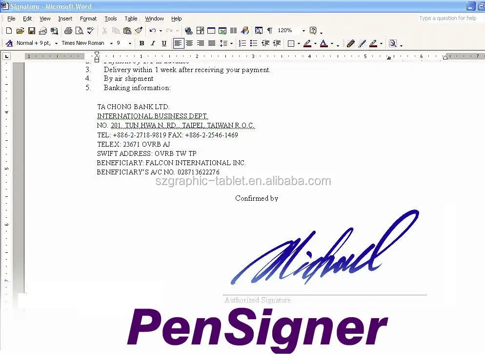 how to insert signature in word with tablet