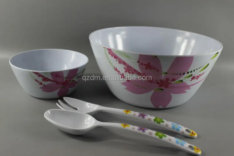 7Pcs Melamine Salad Bowl and Salad Spoon Set