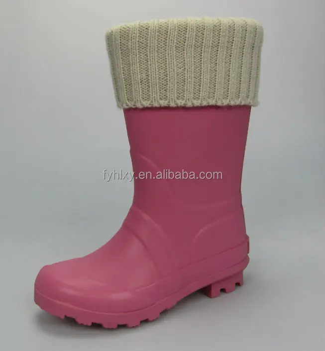 Black Matte Cheap Warm Children Rain Boots With Fur Lining Buy