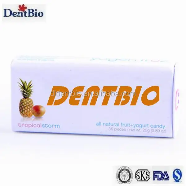 0.6g Fruits Series Coating Xylitol Pastilles Candy Packaged In Tin Box