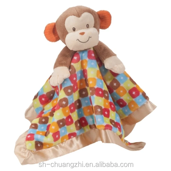 Plush Monkey Shaped Baby Blanket 13 Inch Washable Baby Educational Toys