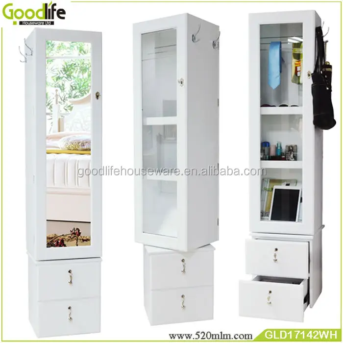 Goodlife New 360 Degree Rotating Two Door Mirrored Jewelry Cabinet Goodlife New 360 Degree Rotating Two Door Mirrored Jewelry Cabinet