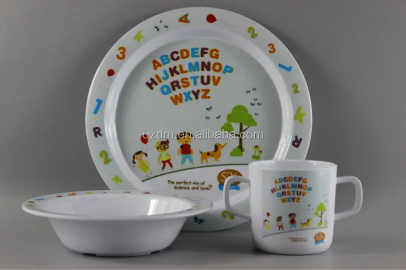 Set Of 3pc Melamine Dinner Set For Kid