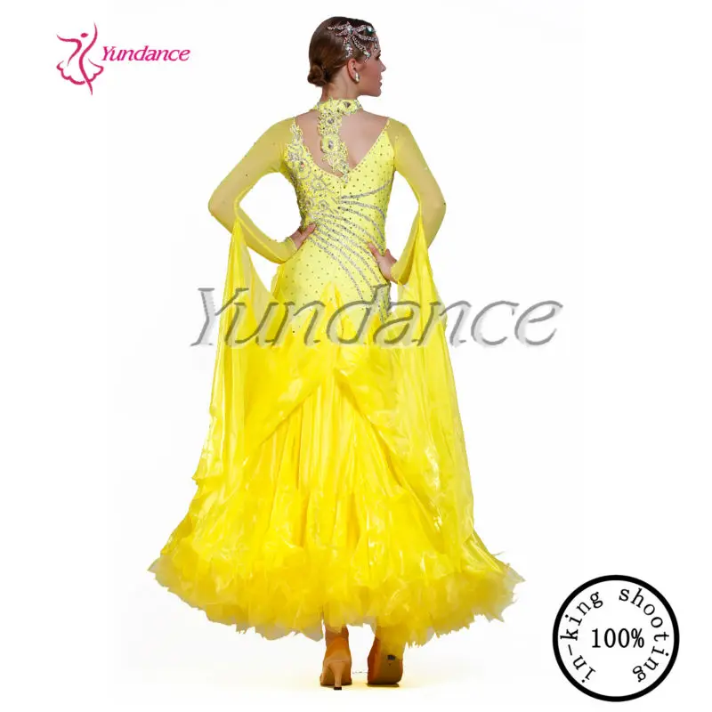 B1397 High Quality Custom Made Ballroom Dance Dress Yellow Buy