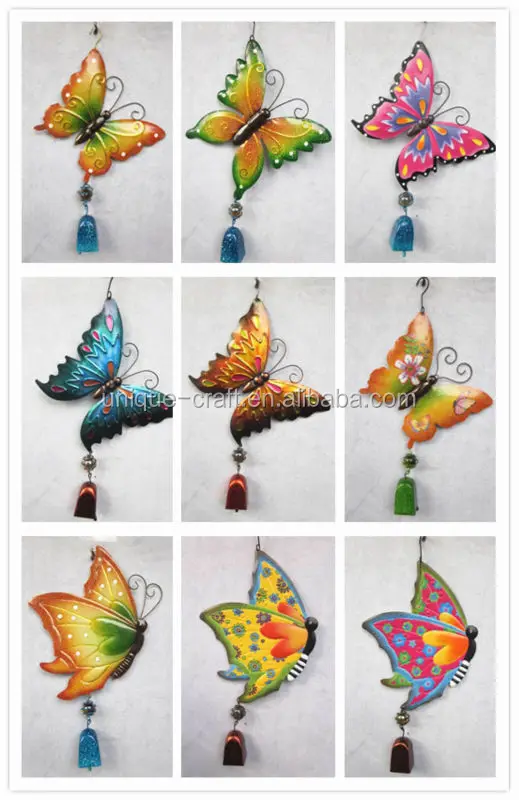 new fashion indoor outdoor metal garden butterfly decoration hanging wind bell chimes mini wind chimes