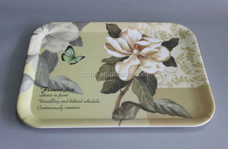 3pcs melamine tray set dull polish rectangle tray flower printing