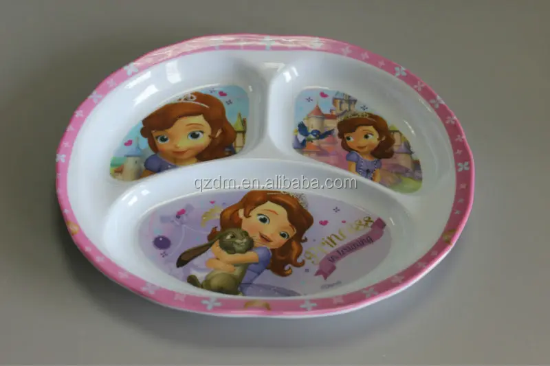 3 Section Melamine Lunch Plate For Kids