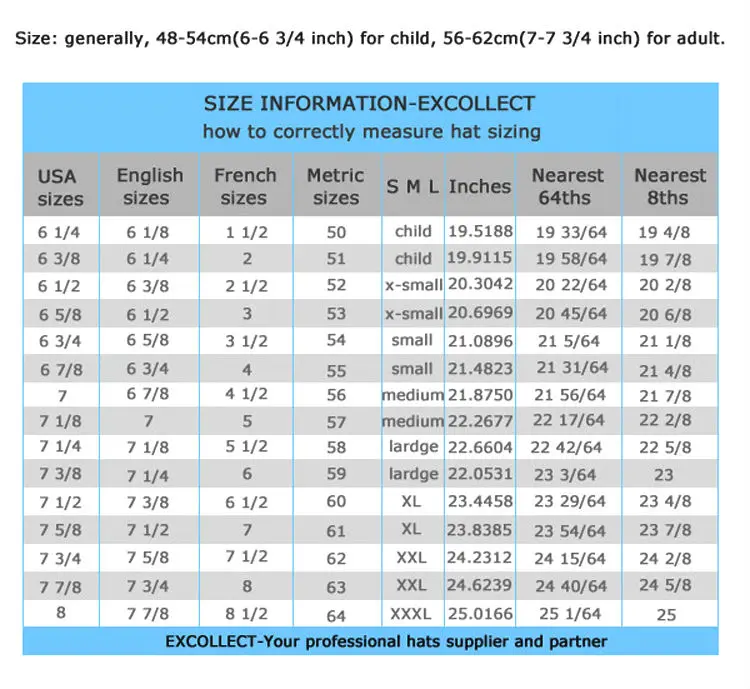 winter hat sizes