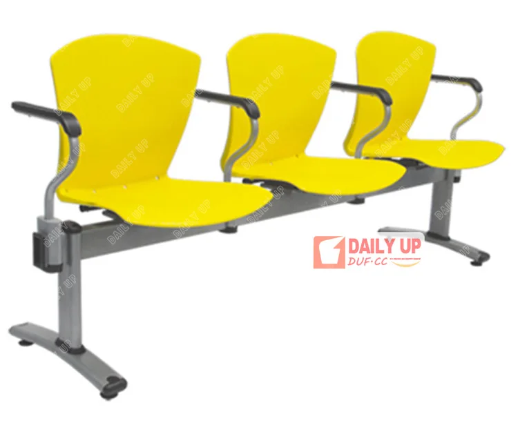Lobby 3 Seat Beam Chair Sturdy Public Station Seating Armrest Hospital Waiting Chair Artistic Appearance