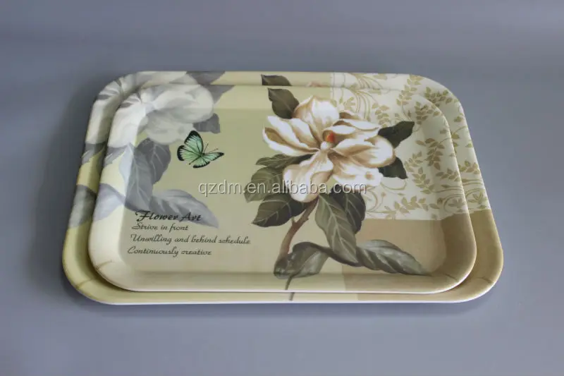 3pcs melamine tray set dull polish rectangle tray flower printing