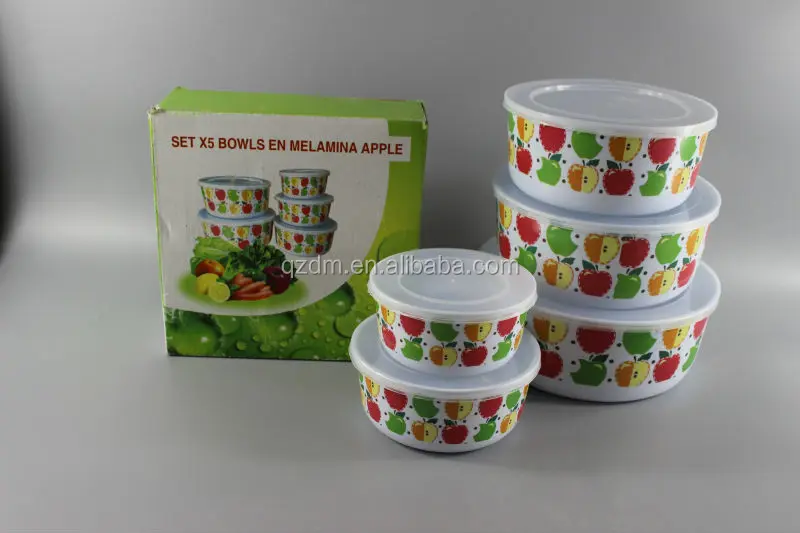 Cheap 5PC Melamine Round Bowl Set With Lid
