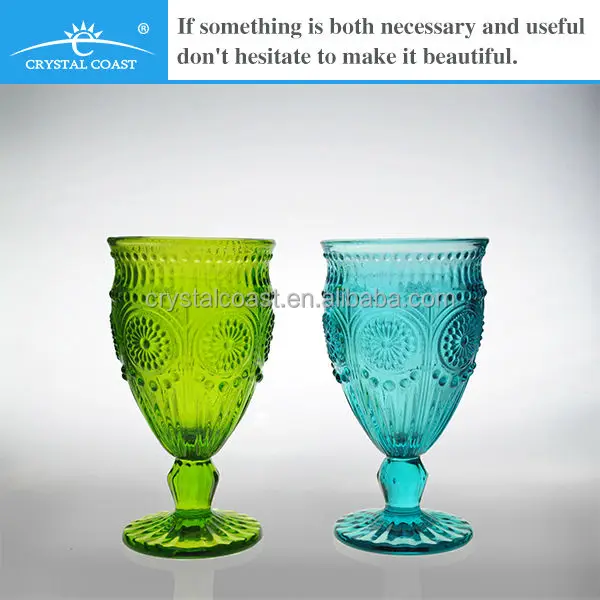 colored water goblets