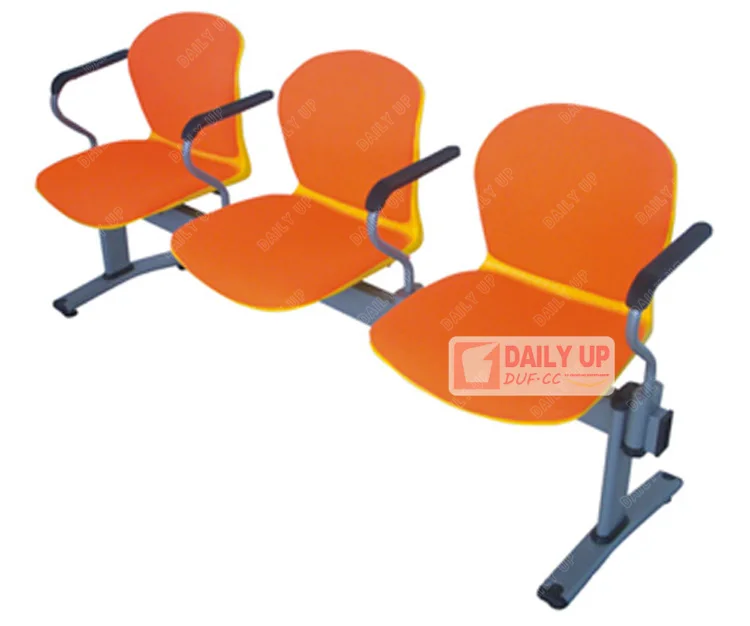 Lobby 3-Seater Waiting Chair With Armrest Cushion Hospital Arm Chair Public Seating with Fabric Seat Board